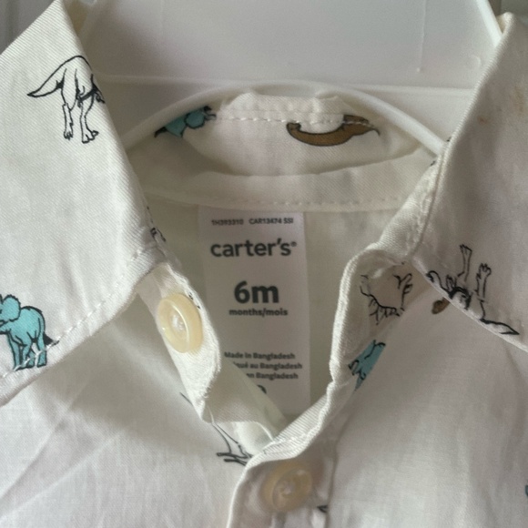 CARTER'S BABY BOY DINO DESIGN 2 PC SHORT SET SIZE 6 MONTHS NWT "FLAW" - Picture 5 of 8